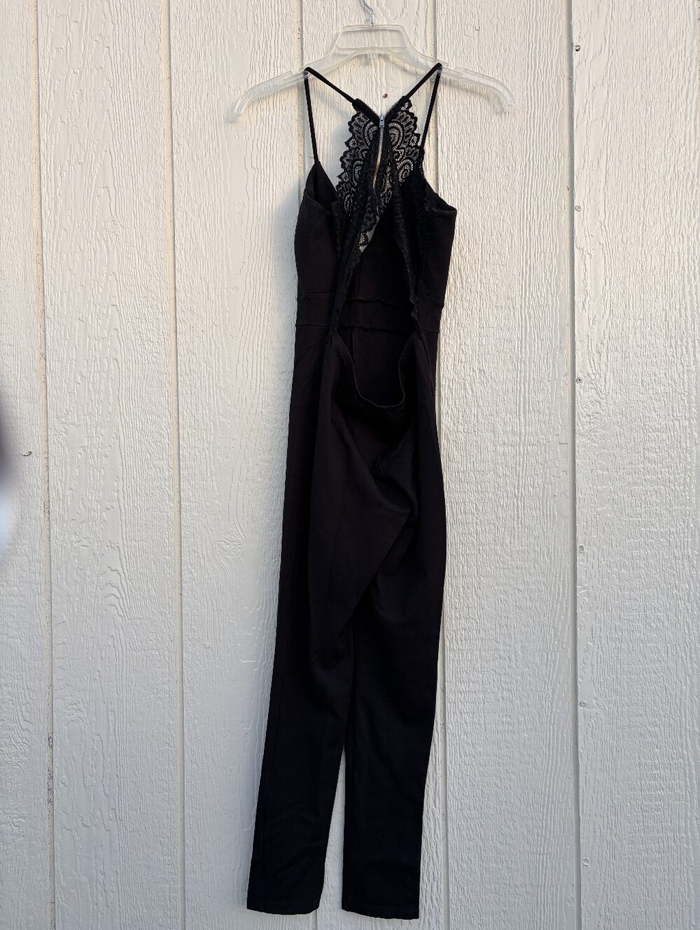 Cherry Mellow Lace-Trim Black Jumpsuit with Spaghetti Straps Women's Size L - Picture 9 of 14